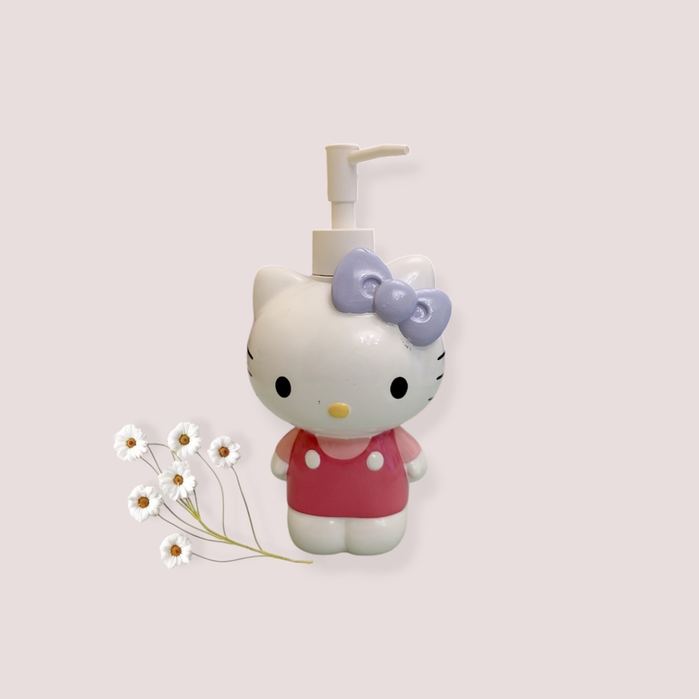Hello Kitty Sanrio Ceramic Soap Dispenser Purple Bow Pink Shirt